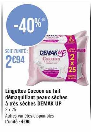 lingettes cocoon au lait démaquillant peaux sèches à très sèches demak up