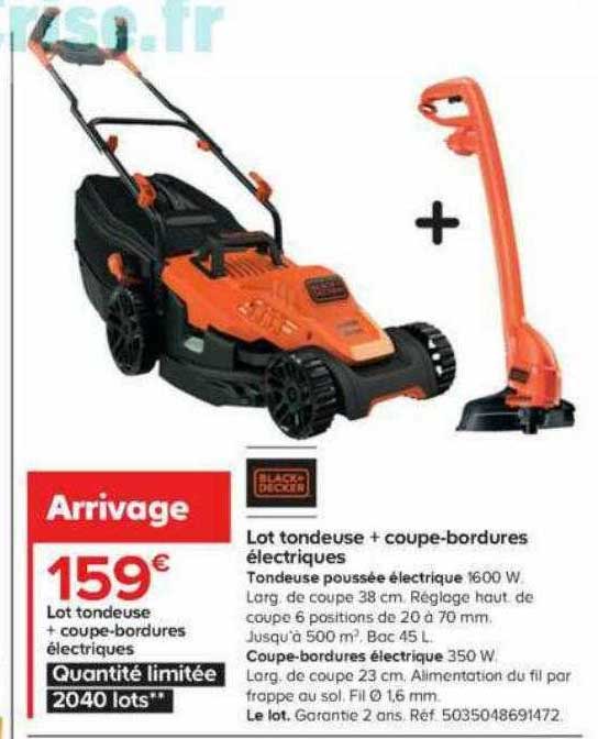 lot tondeuse + coupe-bordures électriques black + decker