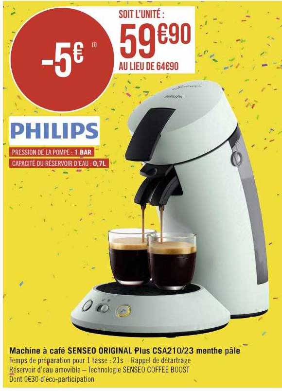 machine à café senseo original plus csa210-23 menthe pâle philips