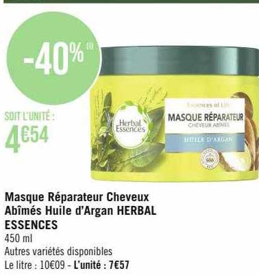 Masque Réparateur Cheveux Abîmés Huile D'argan Herbal Essences