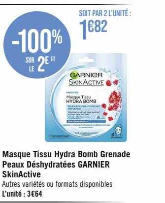 masque tissu hydra bomb grenade peaux déshydratées garnier skinActive