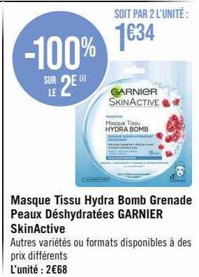 masque tissu hydra bomb grenade peaux déshydratées garnier skinActive