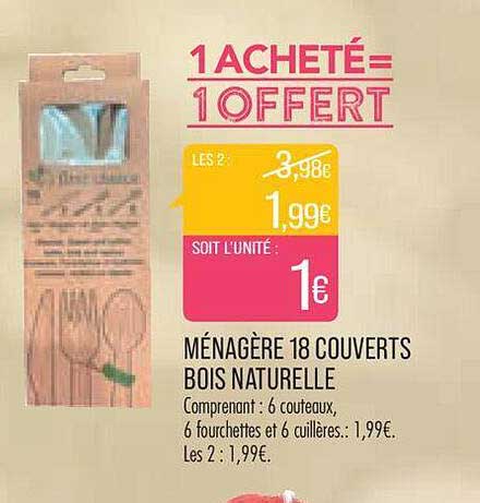 Ménagère 18 Couverts Bois Naturelle