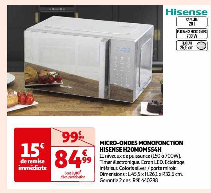 micro-ondes monofonction hisense h20momss4h