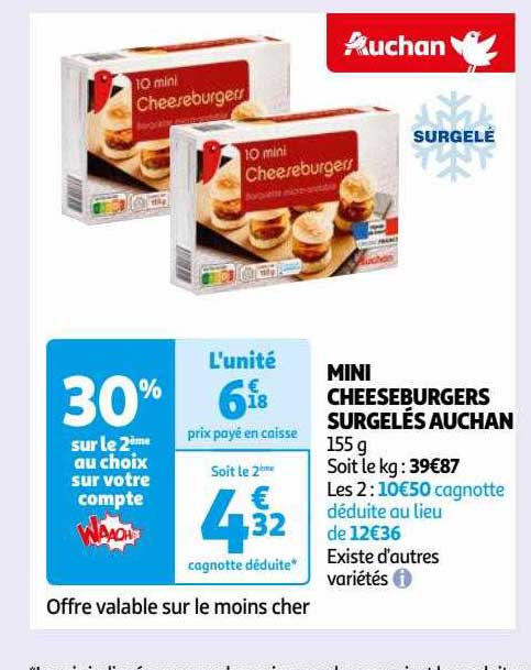 Mini Cheeseburgers Surgelés Auchan