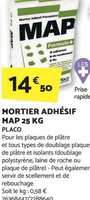 mortier adhésif map 25 kg placo