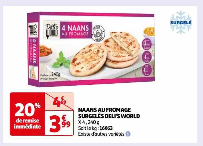 naans au fromage surgelés deli's world
