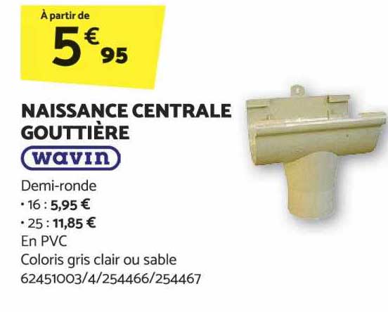 naissance centrale gouttière wavin