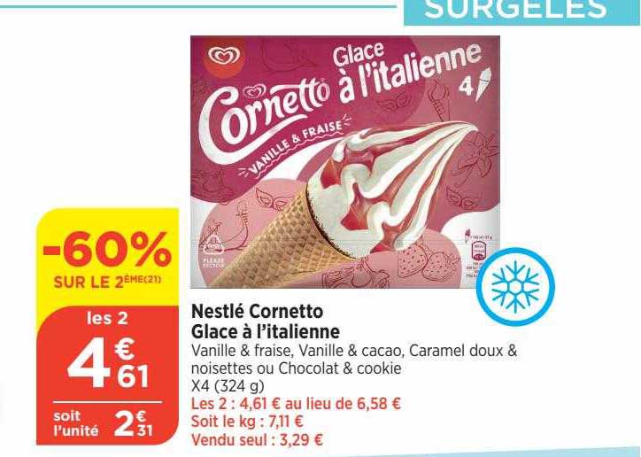 nestlé cornetto glace à l'italienne