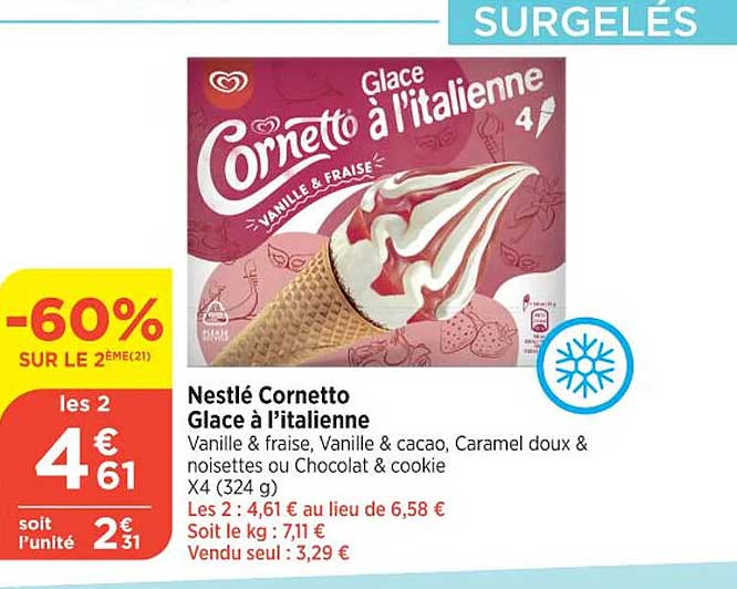 nestlé cornetto glace à l'italienne