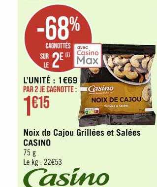 Noix De Cajou Grillées Et Salées Casino