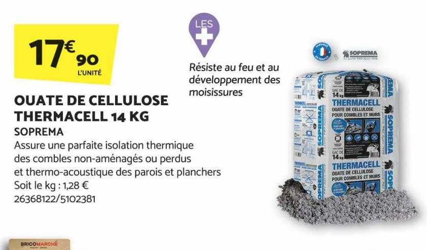 ouate de cellulose thermacell 14 kg soprema