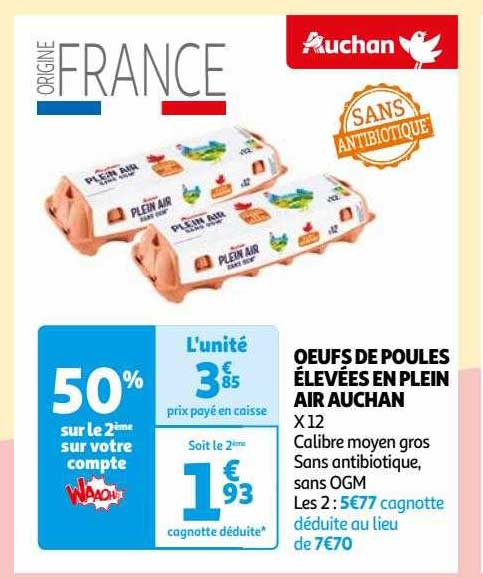œufs de poules élevées en plein air auchan
