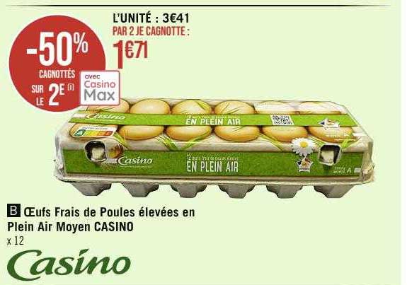 œufs frais de poules élevées en plein air moyen casino