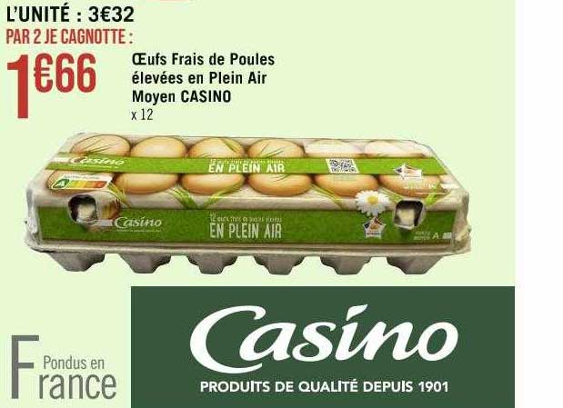 œufs frais de poules élevées en plein air moyen casino