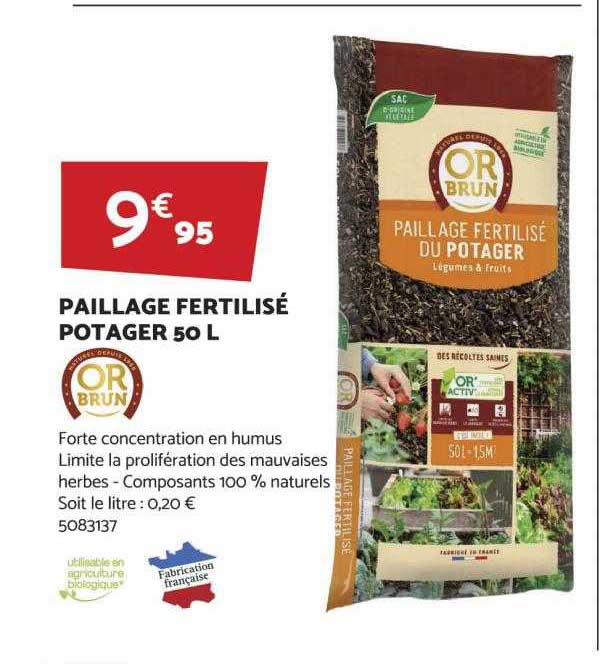 paillage fertilisé potager 50l or brun