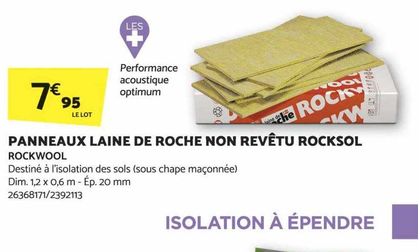 panneaux laine de roche non revêtu rocksol rockwool
