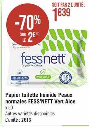 papier toilette humide peaux normales fess'nett vert aloe