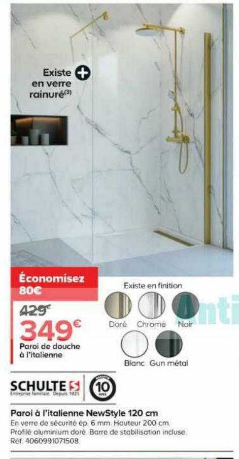 paroi à l'italienne newStyle 120 cm schulte