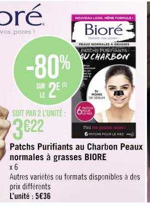 patch purifiants au charbon peaux normales à grasses bioré