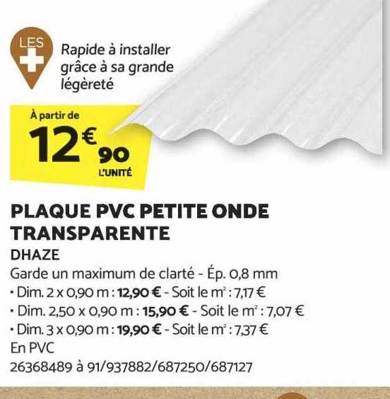 plaque pvc petite onde transparente