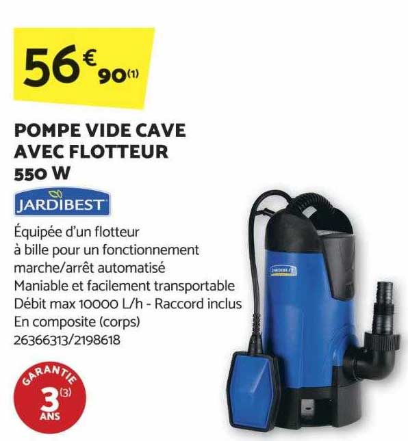 pompe vide cave avec flotteur 550 w jardibest