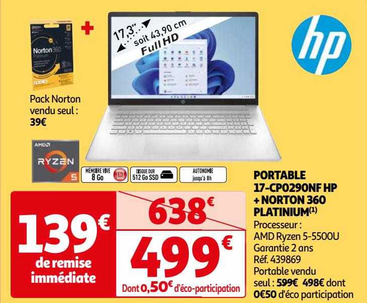 portable 17-cp0290nf hp + norton 360 platinum