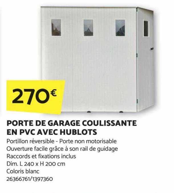 porte de garage coulissante en pvc avec hublots