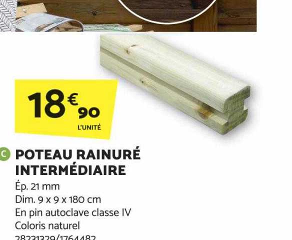 poteau rainuré intermédiaire