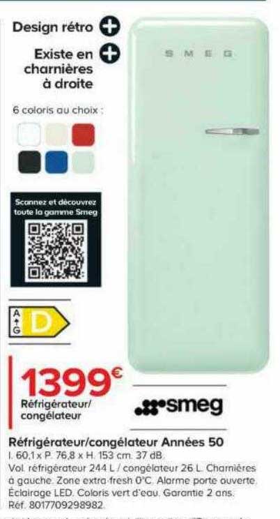réfrigérateur-congélateur années 50 smeg