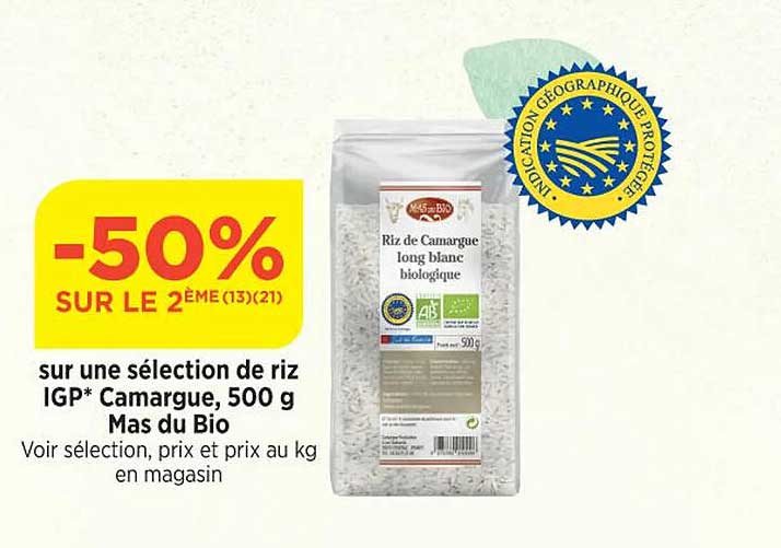 riz igp camargue, 500 g mas du bio