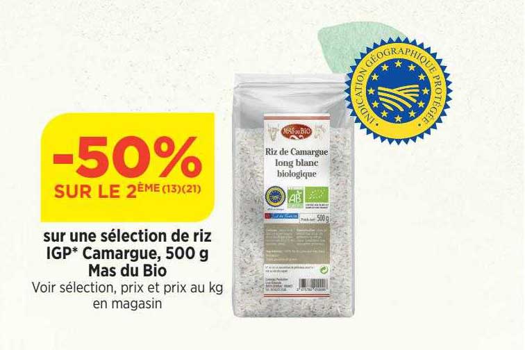 riz igp camargue, 500 g mas du bio