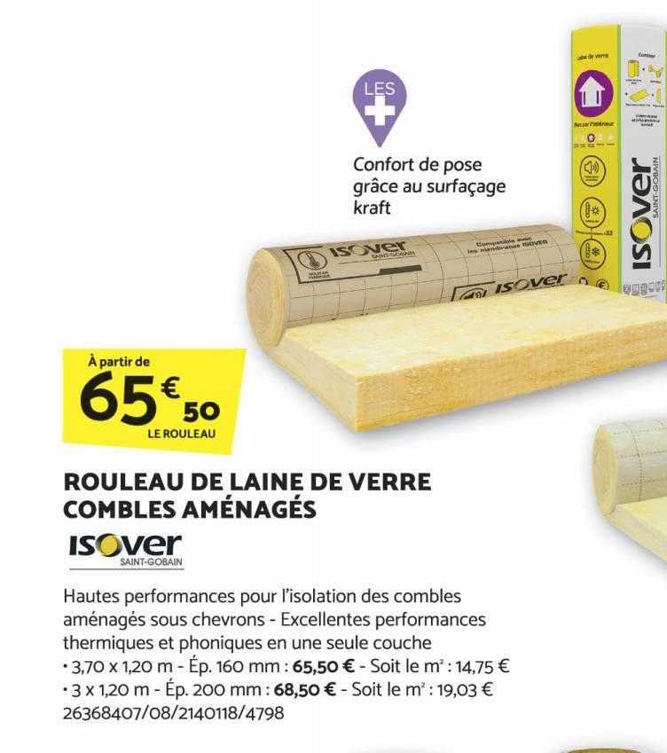 rouleau de laine de verre combles aménagés isover