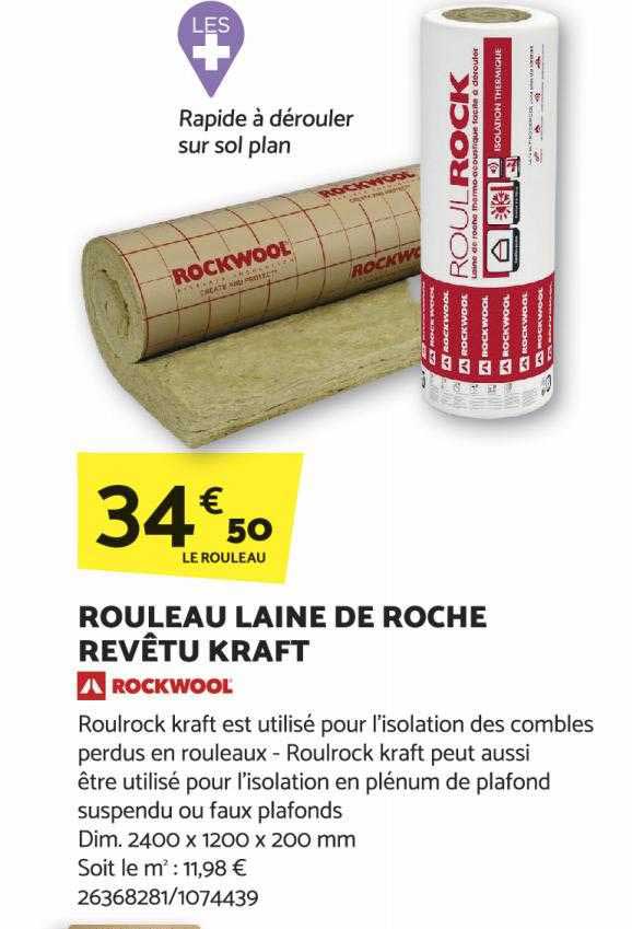rouleau laine de roche revêtu kraft rockwool
