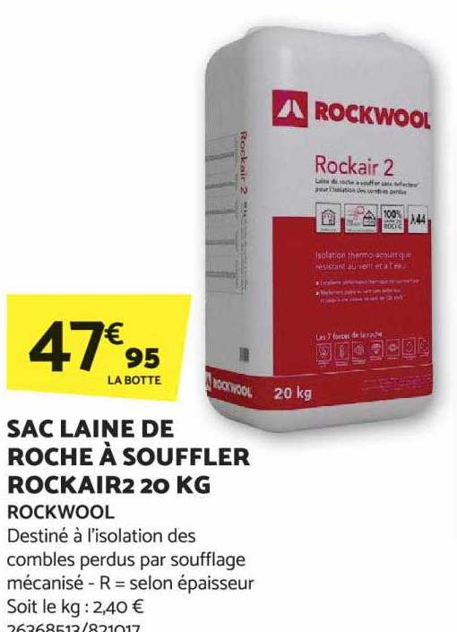 sac laine de roche à souffler rockair2 20 kg rockwool