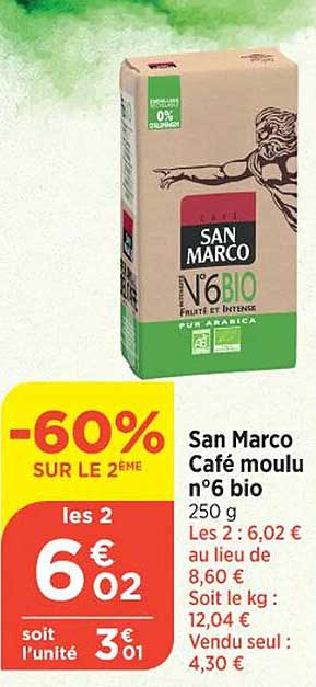 san marco café moulu n°6 bio