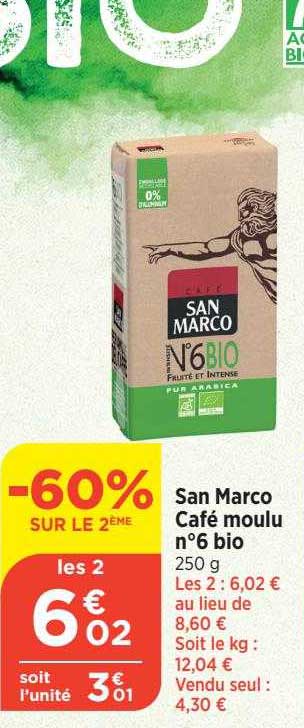 san marco café moulu n°6 bio