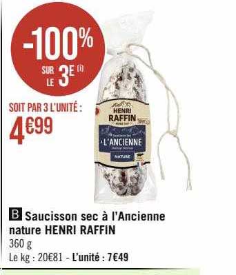 saucisson sec à l'ancienne nature henri raffin