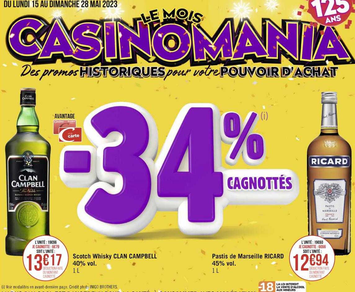 scotch whisky clan campbell 40% vol., pastis de marseille ricard 45% vol.