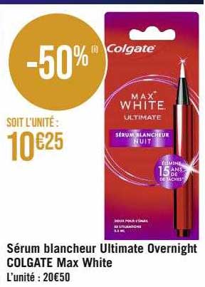 sérum blancheur ultimate overnight colgate max white