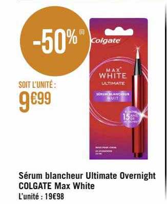 sérum blancheur ultimate overnight colgate max white