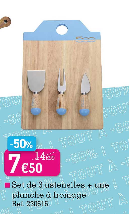 set de 3 ustensiles + une planche à fromage