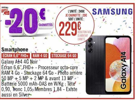 Smartphone Galaxy A14 4g Noir