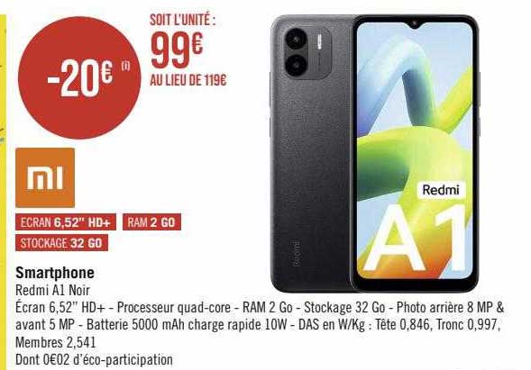 Smartphone Xiaomi Redmi A1 Noir