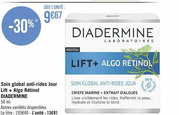 soin global anti-rides jour lift + algo rétinol diadermine