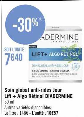 soin global anti-rides jour lift + algo rétinol diadermine