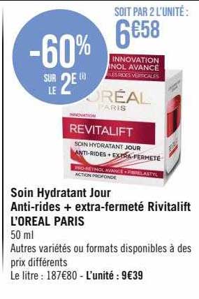 soin hydratant jour anti-rides + extra-fermeté revitalift l'oréal paris