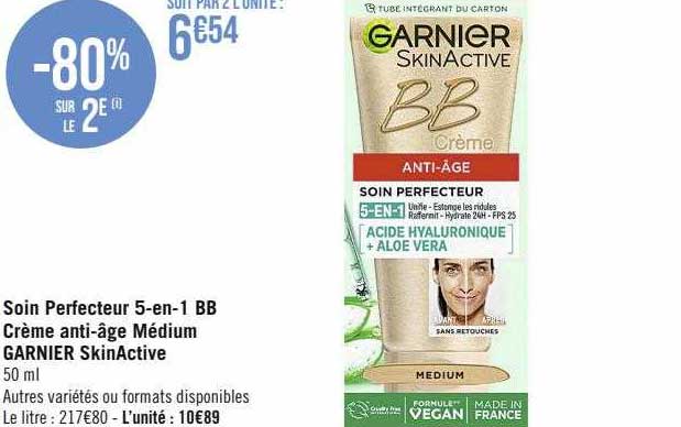 soin perfecteur 5-en-1 bb crème anti-âge médium garnier skinActive