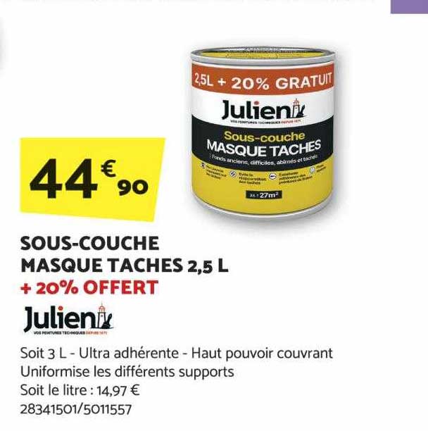 sous-couche masque taches 2,5l + 20% offert julien