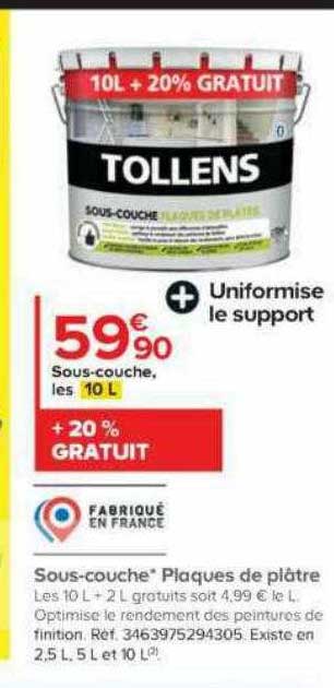 sous-couche plaques de plâtre tollens
